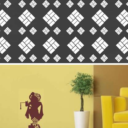 Kayra Decor Combo Modern and Shree Krishna Wall Design Stencils For Wall Painting and Home Wall Decoration – Suitable For Room Decor, Craft and Wall Art ( 16 x 24-inches Pack of 2 )( KHS230_KHS267 ) KHS230_KHS267 Combo Premium Quality Reusable Wall (16*24) Stencil