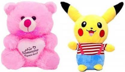 Nihan Enterprises Stuffed Plush Soft Toy Pokemon Pikachu With Pink Color Teddy Bear - 28 Cm  (Multicolor, Pink)  - 28 cm