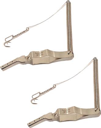 FusionKraft Yasargil Galea Fixation Spring Hook (for Cranial Galea Fixation) (Fish Hook), with Clamp, Spring & Double Prong Sharp Hook, 31cm (Pack of 2) Surgical Hook