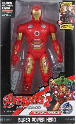 Rudra Enterprise Ironman Avangers 2 Superhero with Weapons Twist Move Age of altron Action Figure LED Light