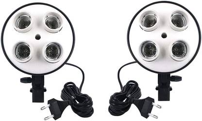 Hiffin 4 in 1 E27 Photo Studio Bulb Holder Base Socket Lamp Bulb Holder Adapter for Photo Video Studio Soft Box Video Light - Black(Pack of 2 PCS) Camera Rig