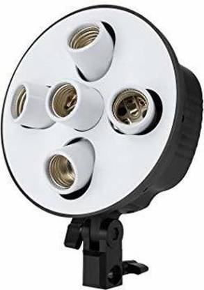 Hiffin 5 in 1 E27 Photo Studio Bulb Holder Base Socket Lamp Bulb Holder Adapter for Photo Video Studio Softbox Video Light - Black Camera Rig