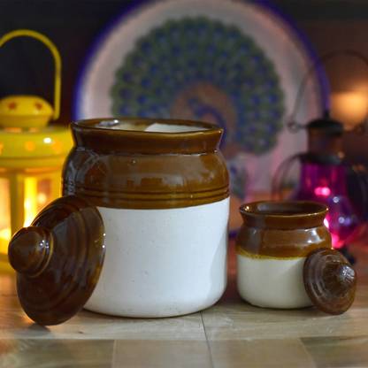 KS Maart Ceramic Pickle Jar  - 250 ml, 150 ml