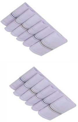 Piftif Mens Hanky Pack of 12 ["White"] Handkerchief