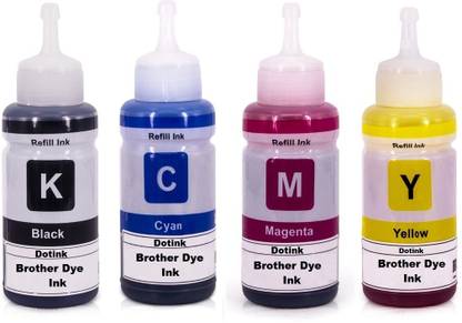 Refill Ink for Brother DCP Dye Ink Compatible for DCPT310, T510W, T710W, HLT4000DW, MFC-T4500DW, T910DW, T300W, T310W, T500, T800, T810 Inkjet Printer (4*70 ml) Black + Tri Color Combo Pack Ink Bottle