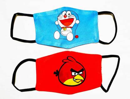 design wise Cartoon Print Facemask for Kids Washable Cloth Face Mask (Pack of -2) Cloth Mask