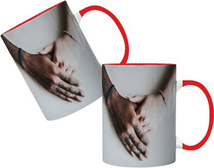 Pugnaa valentines gift for boyfriend special 330 ml Ceramic Coffee mug - Handle Set of 2 - 98304_X2_RH Ceramic Coffee Mug