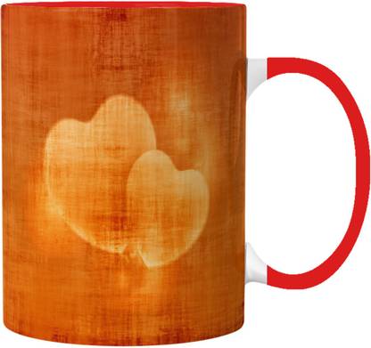 Pugnaa valentine day gift for boyfriend 330 ml Ceramic Coffee mug - Red Handle Set of 1 - 98595_X1_RH Ceramic Coffee Mug