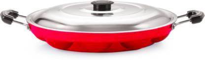 BIGWIN 12 Cavities Non Stick Appam Patra with Lid and Side Handle/ kulipaniyaram pan nonstick/ appe/ aapee ka sacha/ panniyaram kadai/ Paniyarrakal/Paniyaram/Appam Pan/Appam Maker/Pan Cake/guntapongadalu pan/appam kadai/Ponganal Maker/idali Maker/idali Pan kadai/litti maker/unniyappam chatti non stick/ unniyappam chatti Pancake Pan 23 cm diameter with Lid (Aluminium, Non-stick) Paniarakkal with Lid 1 L capacity 275 cm diameter