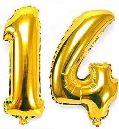AADITTRAL Solid 14 Number Foil Balloon #014 Letter Balloon