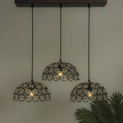 Homesake 3-Lights Linear Cluster Hemisphere Chandelier Quad Crystal Hanging Light Chandelier Ceiling Lamp