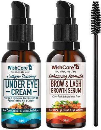 WishCare Ultimate Eye Care Combo - Under Eye Cream & Brow-Lash Growth Serum Oil Wrinkle Eye & Face Eraser