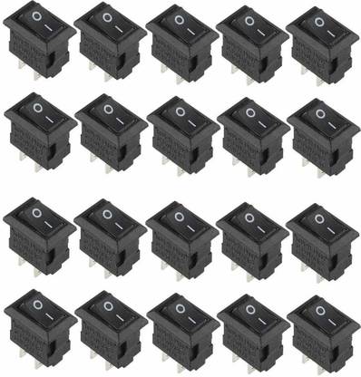 ERHIndia Mini rocker switch 2A 250V 2 Terminal On-Off Switches For Diy projects pack of 20 Electronic Components Electronic Hobby Kit
