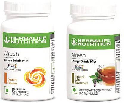 HERBALIFE Afresh Energy Drink Mix - Peach Flavor & Tulsi Flavor For Weight Loss Energy Drink