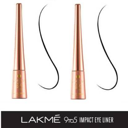 Lakmé 9To5 Black Impact Eye Liner(Pack of 02) 7 ml