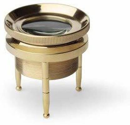 Ascent India Small Pocket Size Solid Brass Tripod Stand Magnifier Glass Polish Finish 2x Magnifier