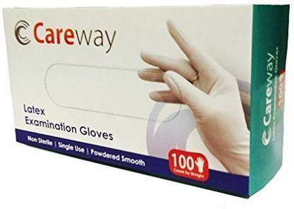 Careway Medical Examination Disposable Hand Gloves-Medium Latex Examination Gloves