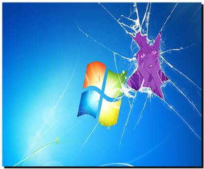 SKY DOT mirai nikki broken glass microsoft windows logo Non Slip Base Mousepad