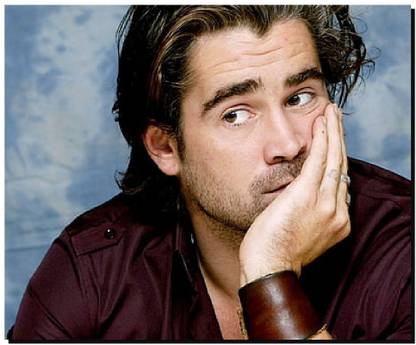 SKY DOT colin farrell face eyes long haired Non Slip Base Mousepad