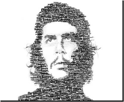 SKY DOT black white che typography rebel che guevara typographic portrait art black art Non Slip Base Mousepad