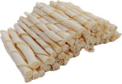 BRANDON 750 g White Digestible Rawhide Twisted Chew Sticks For Dogs Dog Chew