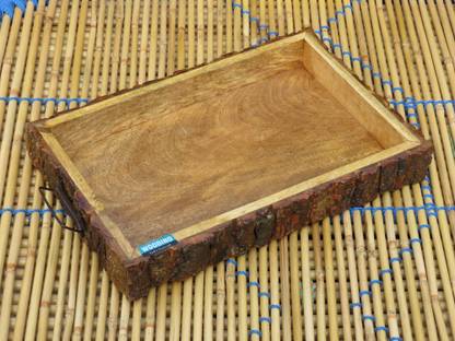 Woodino Wood Burger, Snacks, Pizza, Biscuits, Roti, Bread Serve Platter (14x9x2 inch) Tray