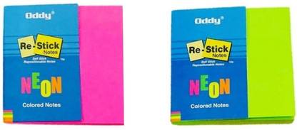Oddy 3"x3" Sticky Notes (Pack of 2,Total - 160 Pads) 80 Sheets NEON COLOR SELF STICK NOTES, 2 Colors