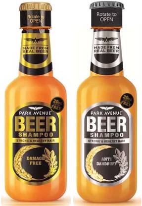 PARK AVENUE Beer Shampoo Anti Dandruff + Damage Free 370 ml × 2 Pack Of 2