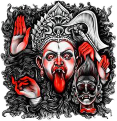 Sahaj Décor 20 cm Angry Pose Of Durga Mata Magnetic Sticker