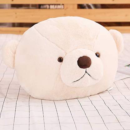 CLICK4DEAL Teddy Bear Face Head Pillow White Color Stuffed Animal and Plush Toys Teddy Bear Toys Doll Animal Head Dolls Soft Cushion Pillow for Girl Kids Gift (White )  - 32 cm