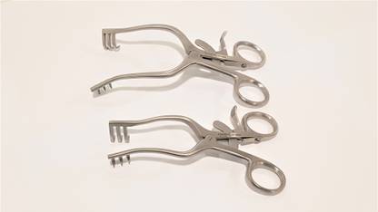 FusionKraft Weitlaner-Wullstein Mastoid Retractor (Wound Spreader), Curved, 3X3 Sharp Prongs, One each of 5.25" & 6.25" (Combo Pack of 2) Self Retaining Retractor