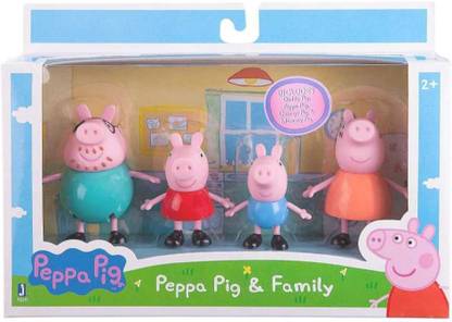 cobblers Peppa Pig Toys Family Set Orginal Cartoon Animated Figures (Blue, Red, Orange, Blue)