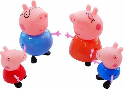 MTC97 Happy Pig Family - Pappa, George, Mummy, Daddy Toy Set Action Figure Compatible with Peppa Pig Characters