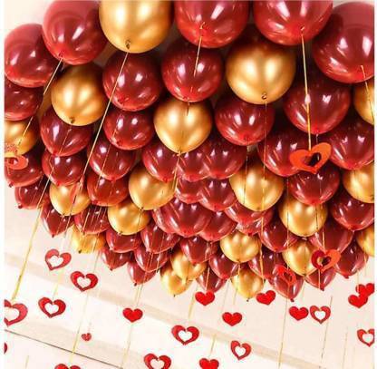 SQE Solid Metallic Red & Golden balloons (50 Pcs) Balloon