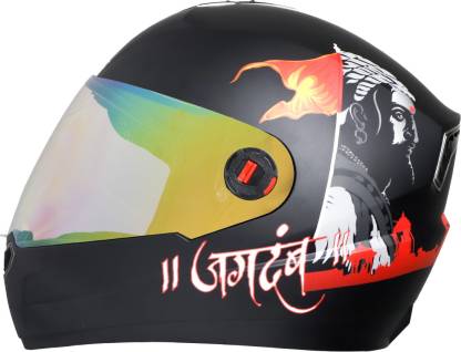 Steelbird SBA-1 Jagdamb Full Face Graphics Helmet, ISI Certified Helmet Motorbike Helmet