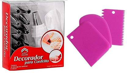 Naama Dough Bench Scraper Cake Cutter, Icing Bag Nozzle Kitchen Tool Set (Multicolor) Cake Decoration Icing Set