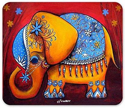 FirseBUY Colourful Abstract Elephant Printed Rubber Mouse Pad Mat 22 x 18 cm Mousepad