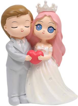 VYXOO Wedding Figurine Cake Topper Resin Bride Groom Statues Decorative Showpiece  -  10.5 cm