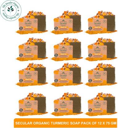 Secular Best Turmeric Soap For Glowing and Fair Skin (Pack of 12) 75g