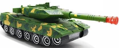 V Enterprises Combat Army Tank Vehicle Deformation Robot Toy Action Figure | Flashing Light & Realistic Military Sounds | Electric Vehicle Bump and Go Action Toys for Boys
