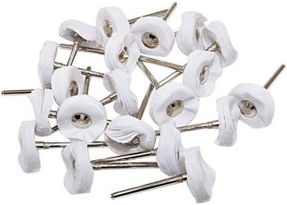 DIY Crafts Little Buffer Wheels Buffing and Polishing Wheel for Rotary Drill Tools White,3mm Mandrel (Pack of 20 Pcs, White Silver Colour) Wheel Brush