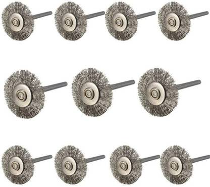 DIY Crafts 22mm Stainless Steel Wire Wheel Brush Rotary Tool for Mini Drill Polishing Accessories (Pack of 10 Pcs, Stainless Steel Multi) Wheel Brush