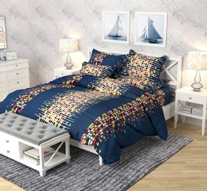 VHD 120 TC Cotton Double, Queen Abstract Flat Bedsheet