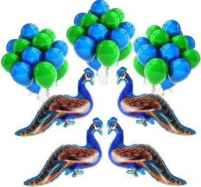 Anayatech Peacock Balloon theme (Multicolor, Pack of 54)