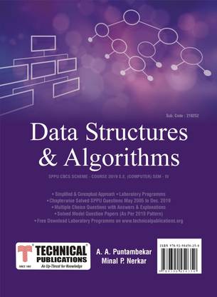 Data Structures & Algorithms for SPPU 19 Course (SE - IV - Comp. - 210252)  - Data Structures & Algorithms for SPPU 19 Course (SE - IV - Computer / Artificial Intelligence and Data Science - 210252)