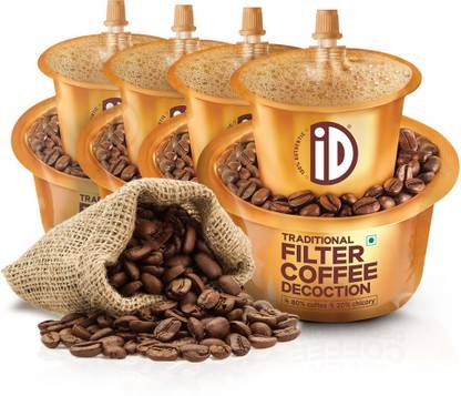 iD 100% Authentic Ready to Use, Instant Filter Coffee Decoction 30 Cups | 600ml Coffee Liquid (150ml x 4) | Add Hot Milk and Sugar to Taste Filter Coffee