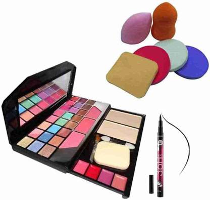 BK BUYKITTI 6155 makeup eyeshadow kit + 6 in 1 makeup puff + eyeliner