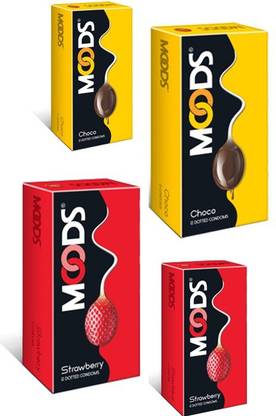 MOODS Chocolate Wild Nights 12'sx2 + Strawberry Fruity Flavour 12'sx2 Condom