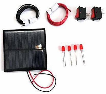 ERHIndia 6v-100 Mah Diy Solar Panel in Square Shape with 4 LED, 2 on/off Switch, 2 Meter Wire (70 x 70 x03 mm) Electronic Components Electronic Hobby Kit