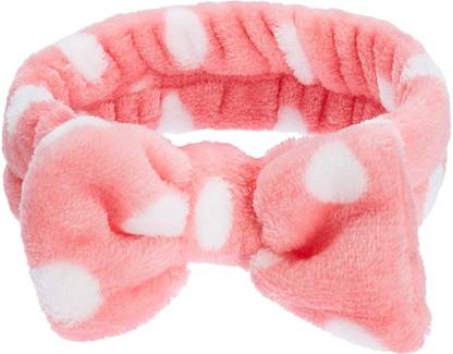 beautyitem Fluffy Bow Headband Elastic Plush Make-up Face Wash Shower Headband 1 Piece Head Band